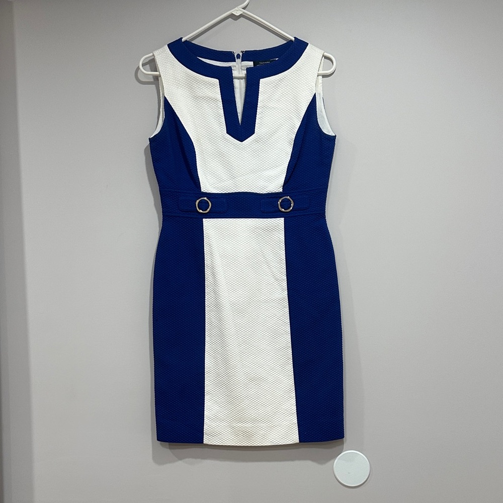 Tahari Elegant Blue and White Dress